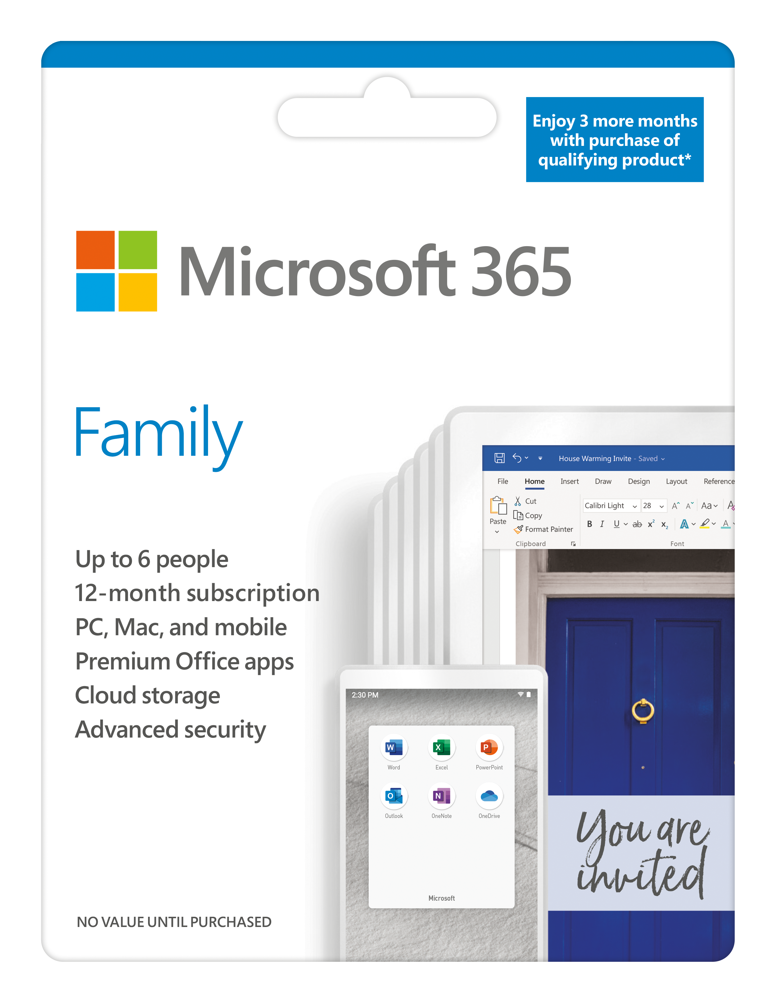 Microsoft 365 Family English APAC EM Subscription 1 Year Medialess P6 #6GQ-01555