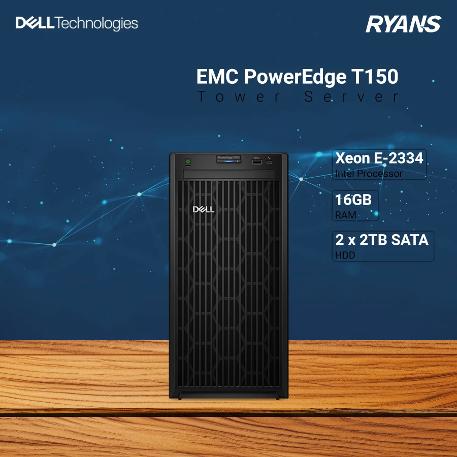 Dell EMC PowerEdge T150 Intel Xeon E-2334 16GB RAM Tower Server